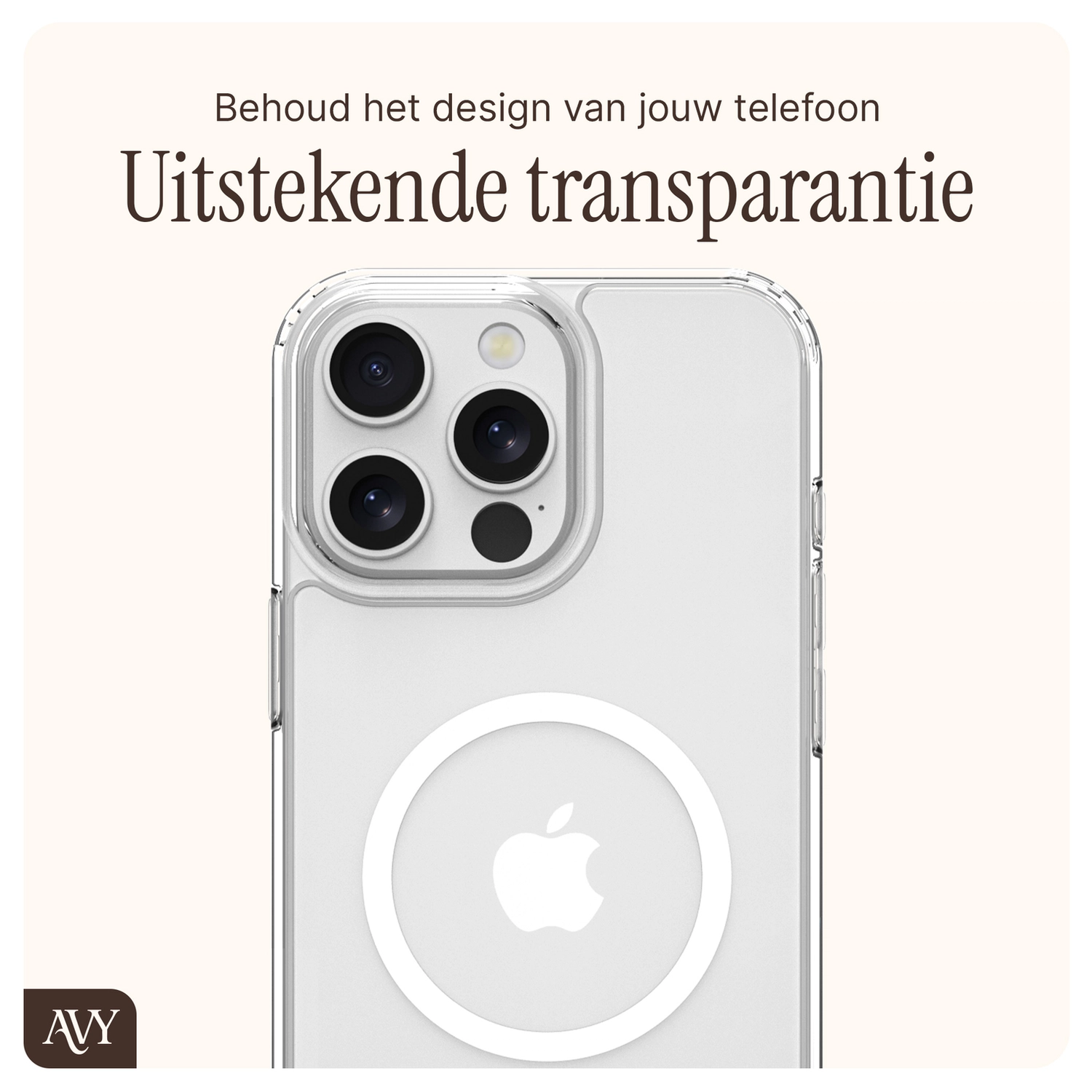 AVY Apple iPhone 15 Pro Max Hoesje met Koord & MagSafe 130CM Tressé Beige afbeelding 8