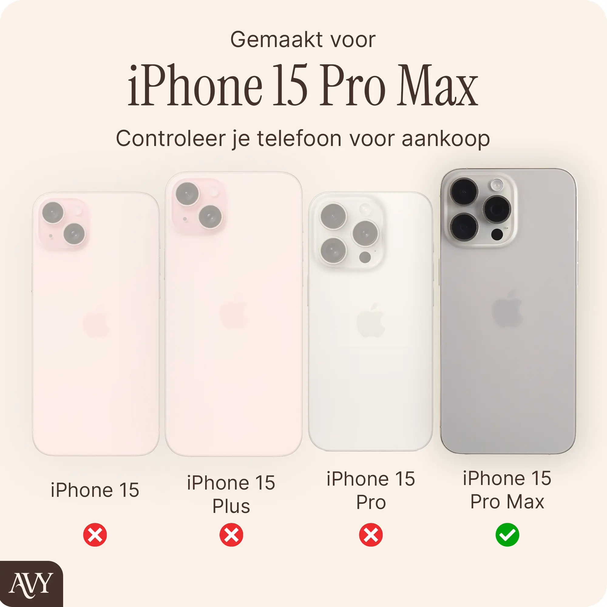 AVY Apple iPhone 15 Pro Max Hoesje met Koord & MagSafe 130CM Tressé Beige afbeelding 6