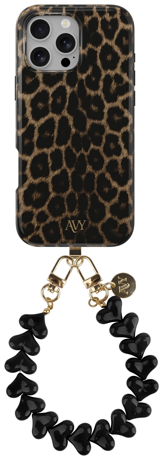 AVY Apple iPhone 15 Pro Max MagSafe Hoesje met Koord 30CM Panther Hearts afbeelding 1