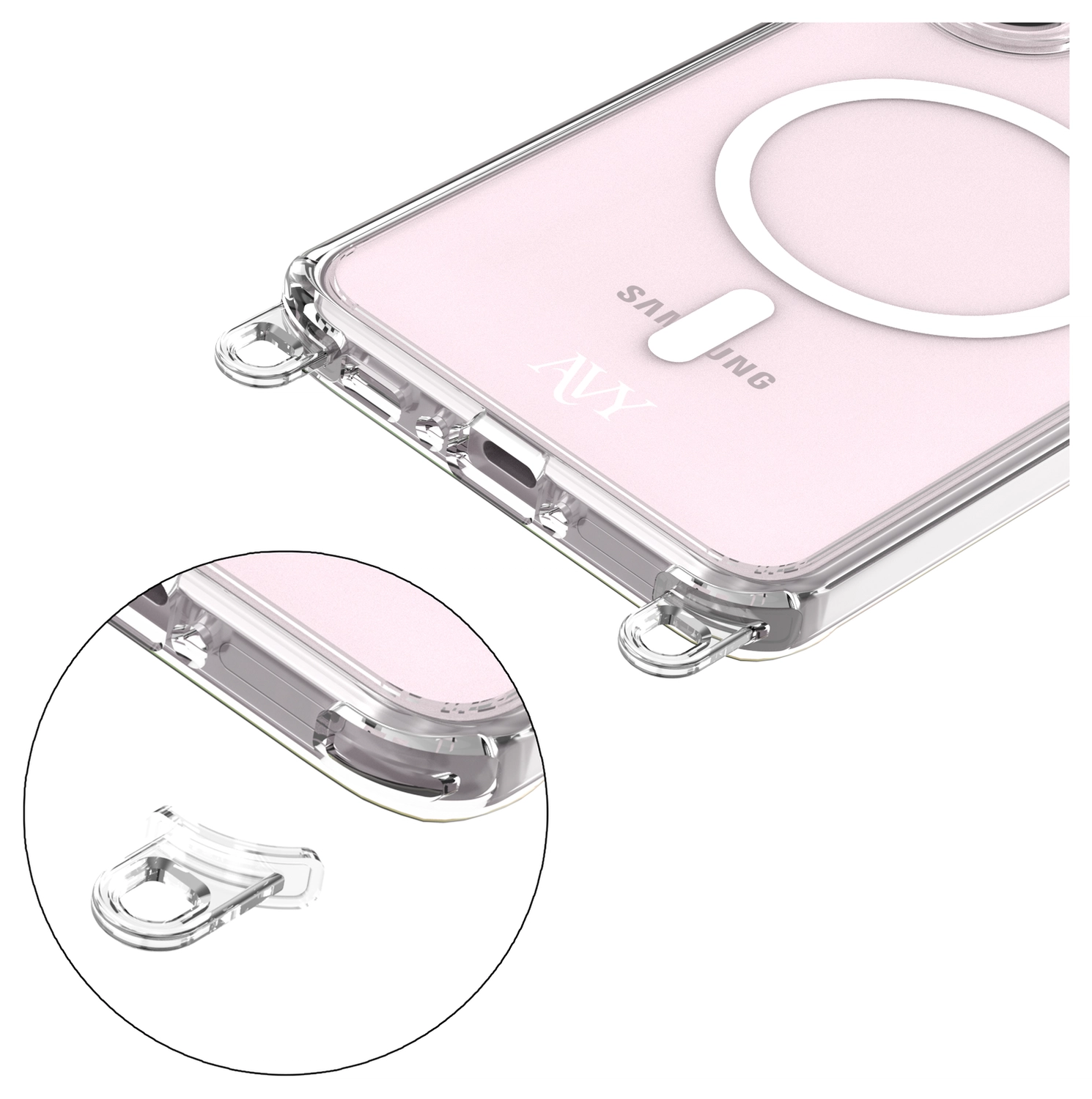 AVY Samsung Galaxy A56 / A36 Hoesje met Koord & MagSafe 30CM Cupid Clear Pink afbeelding 15