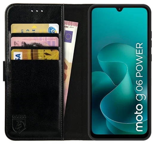 Rosso Element Motorola G06 Power Hoesje Book Case Wallet Zwart afbeelding 1