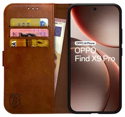 Rosso Element Oppo Find X9 Pro Hoesje Book Case Wallet Bruin afbeelding