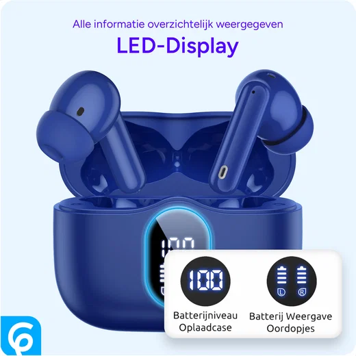 SBG Draadloze Oordopjes Noise Cancelling Bluetooth met Display Donker Blauw afbeelding 6