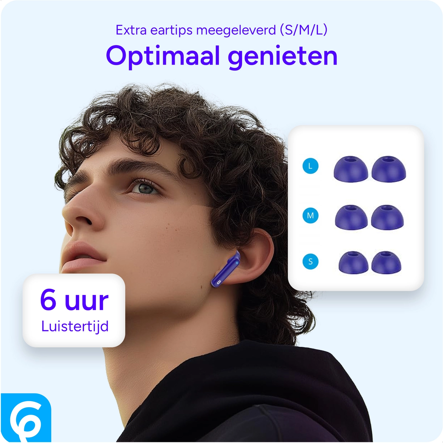 SBG Draadloze Oordopjes Noise Cancelling Bluetooth met Display Donker Blauw afbeelding 7