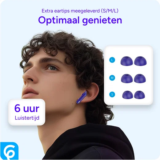 SBG Draadloze Oordopjes Noise Cancelling Bluetooth met Display Donker Blauw afbeelding 7