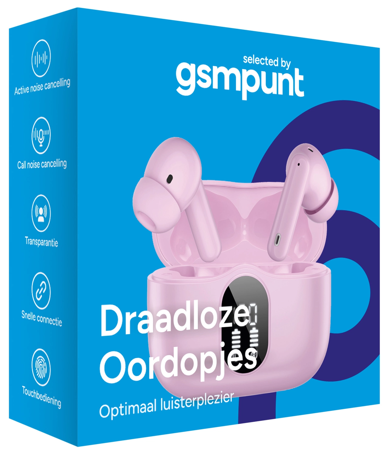 SBG Draadloze Oordopjes Noise Cancelling Bluetooth met Display Roze afbeelding 14