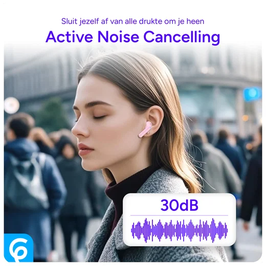 SBG Draadloze Oordopjes Noise Cancelling Bluetooth met Display Roze afbeelding 5