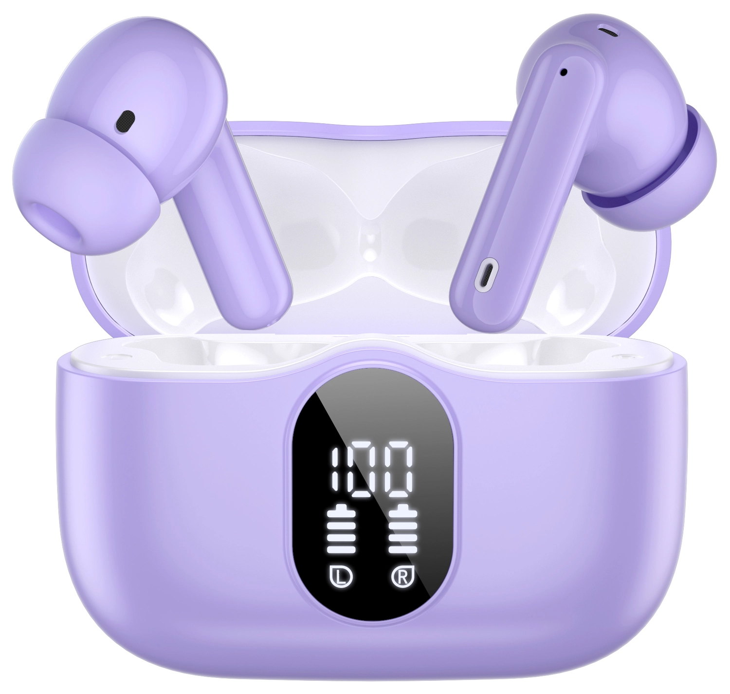SBG Draadloze Oordopjes Noise Cancelling Bluetooth met Display Paars afbeelding 1