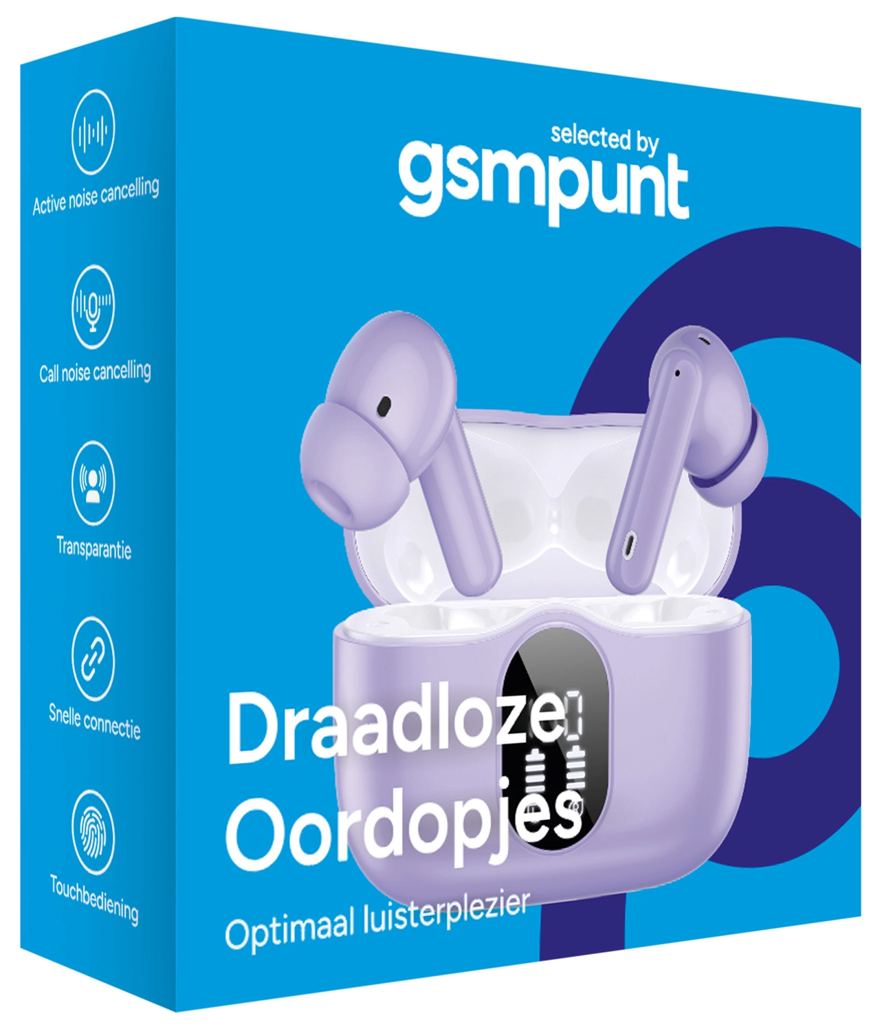 SBG Draadloze Oordopjes Noise Cancelling Bluetooth met Display Paars afbeelding 14