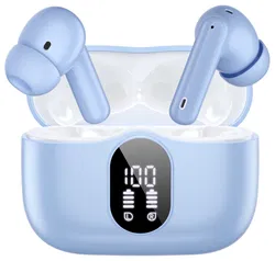 SBG Draadloze Oordopjes Noise Cancelling Bluetooth met Display Licht Blauw afbeelding