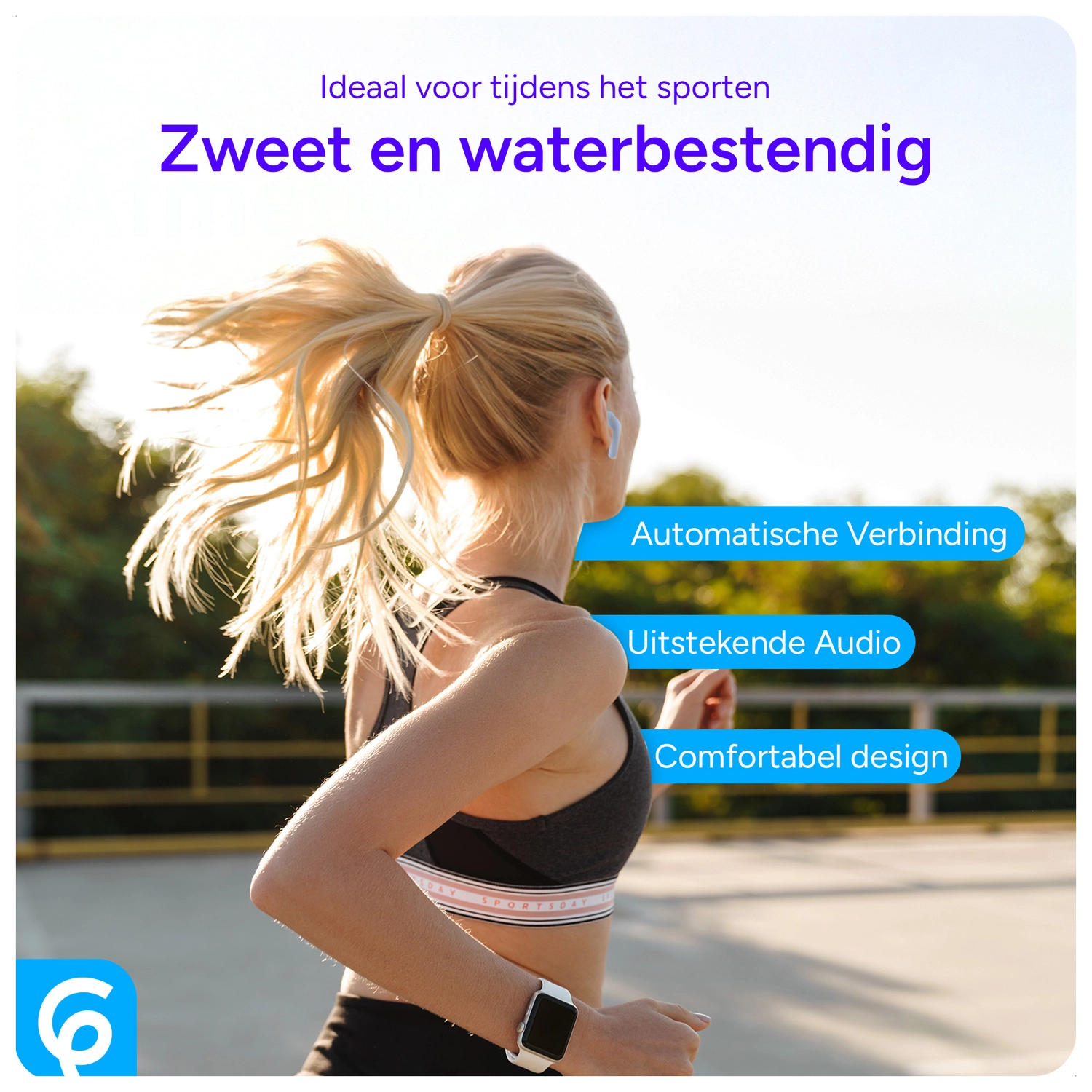 SBG Draadloze Oordopjes Noise Cancelling Bluetooth met Display Licht Blauw afbeelding 2