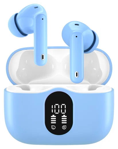 SBG Draadloze Oordopjes Noise Cancelling Bluetooth met Display Licht Blauw afbeelding 9