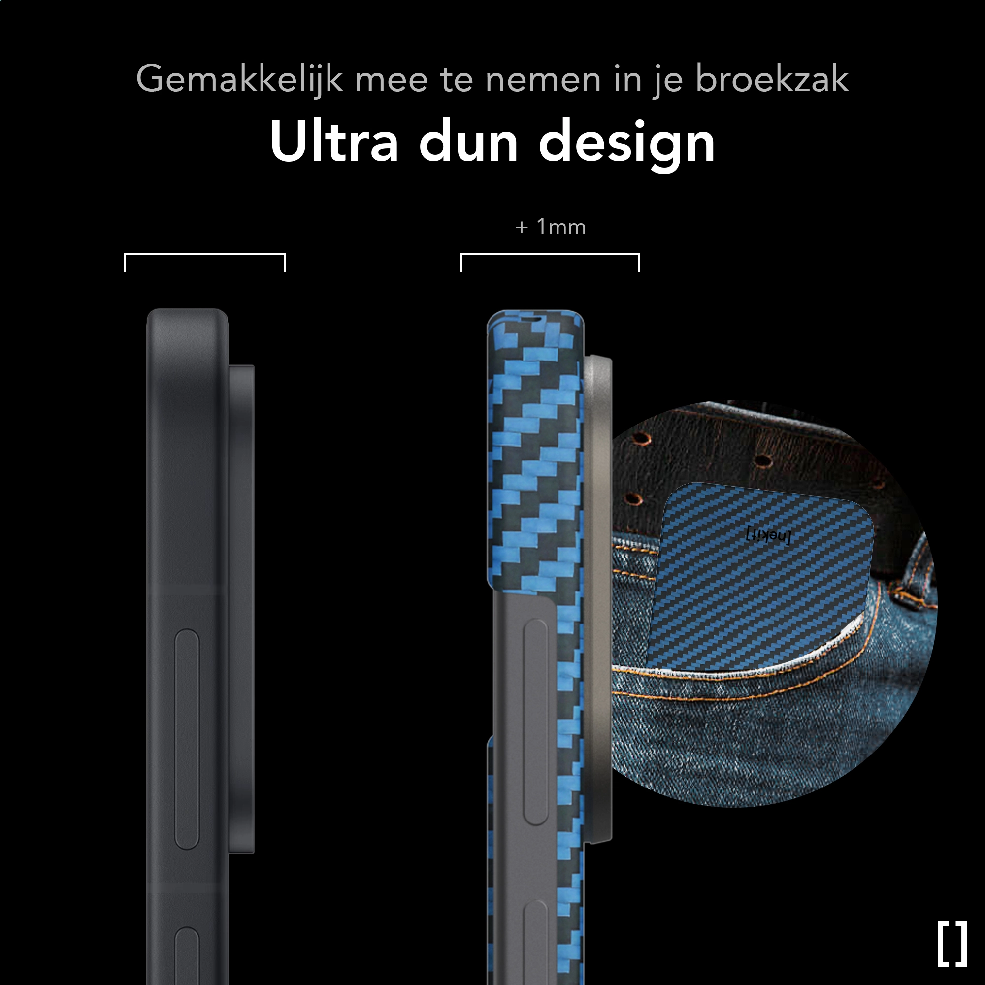 NEKIT Fiber Samsung Galaxy S26 Plus Hoesje MagSafe / Qi2 Kevlar Dun Blauw afbeelding 4