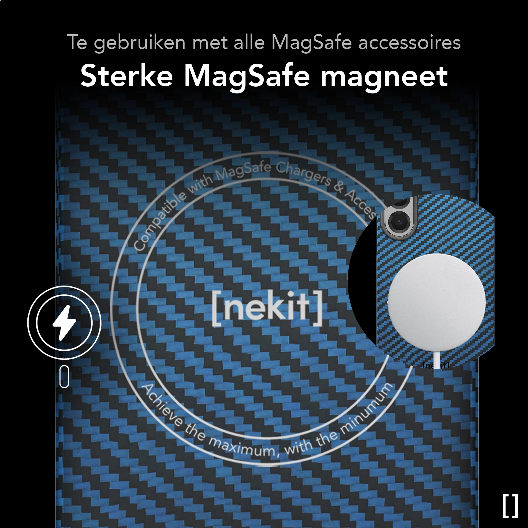 NEKIT Fiber Samsung Galaxy S26 Plus Hoesje MagSafe / Qi2 Kevlar Dun Blauw afbeelding 7