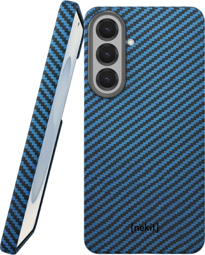 NEKIT Fiber Samsung Galaxy S26 Plus Hoesje MagSafe / Qi2 Kevlar Dun Blauw afbeelding 1