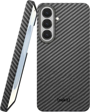 NEKIT Fiber Samsung Galaxy S26 Hoesje MagSafe / Qi2 Kevlar Back Cover Dun Zwart