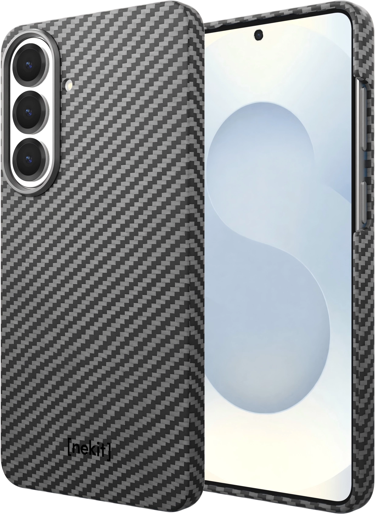 NEKIT Fiber Samsung Galaxy S26 Hoesje MagSafe / Qi2 Kevlar Back Cover Dun Zwart afbeelding 2