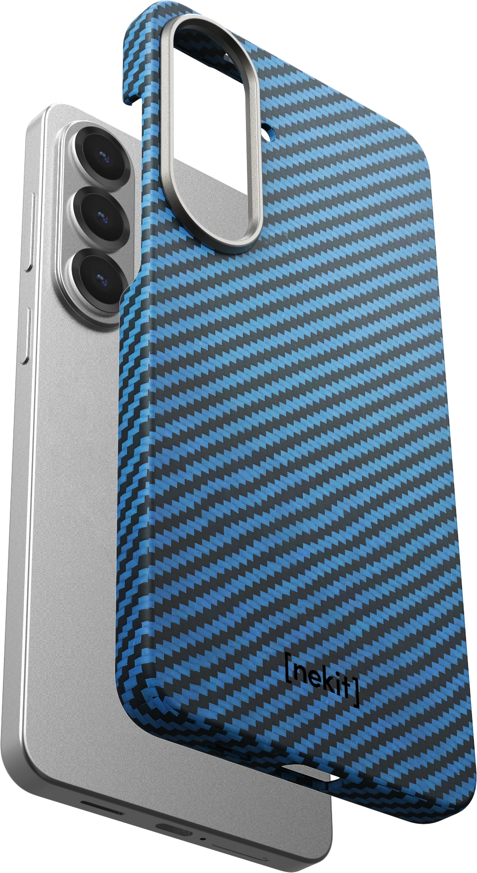 NEKIT Fiber Samsung Galaxy S26 Hoesje MagSafe / Qi2 Kevlar Back Cover Dun Blauw afbeelding 17