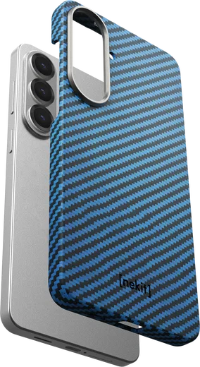 NEKIT Fiber Samsung Galaxy S26 Hoesje MagSafe / Qi2 Kevlar Back Cover Dun Blauw afbeelding 17