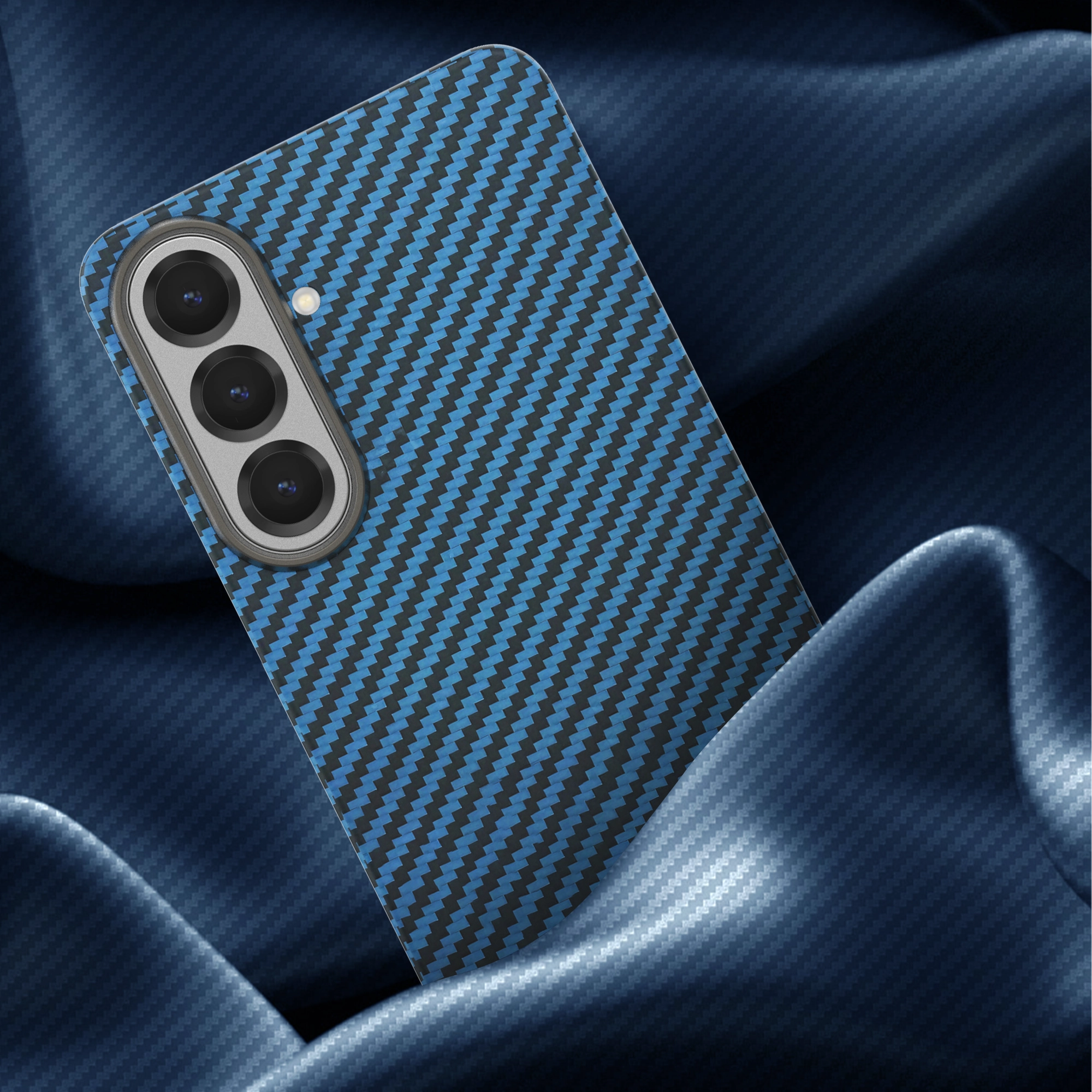 NEKIT Fiber Samsung Galaxy S26 Hoesje MagSafe / Qi2 Kevlar Back Cover Dun Blauw afbeelding 18
