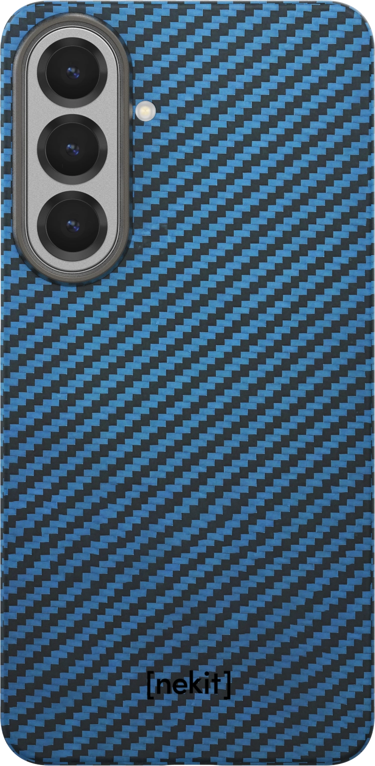 NEKIT Fiber Samsung Galaxy S26 Hoesje MagSafe / Qi2 Kevlar Back Cover Dun Blauw afbeelding 11