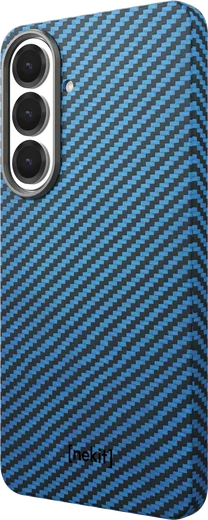NEKIT Fiber Samsung Galaxy S26 Hoesje MagSafe / Qi2 Kevlar Back Cover Dun Blauw afbeelding 13