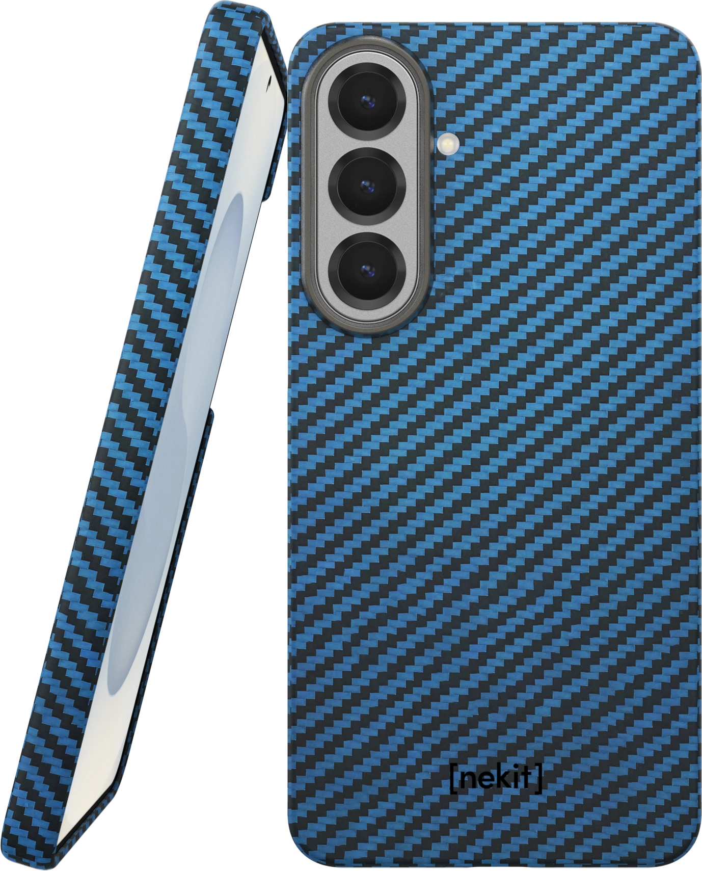 NEKIT Fiber Samsung Galaxy S26 Hoesje MagSafe / Qi2 Kevlar Back Cover Dun Blauw afbeelding 1