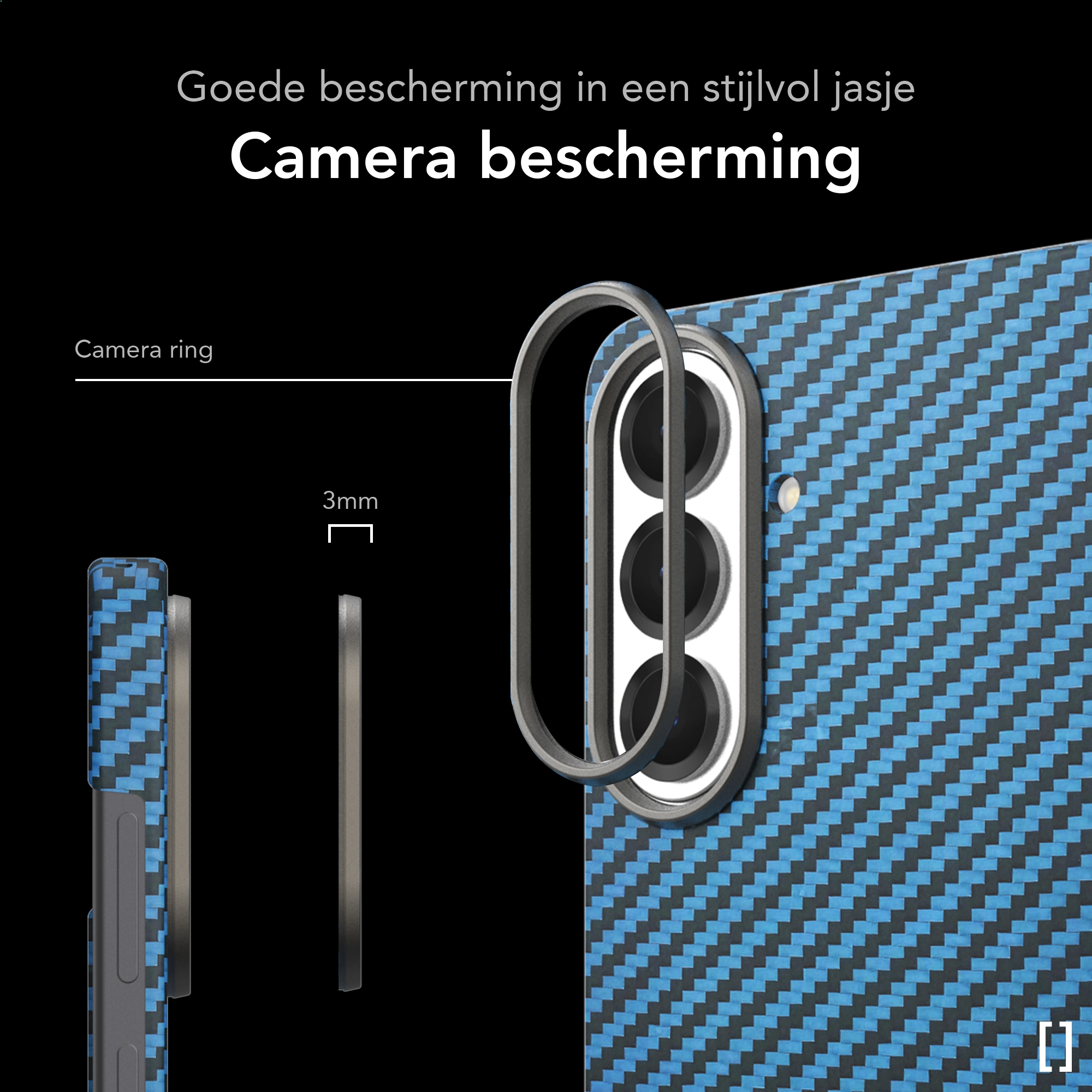 NEKIT Fiber Samsung Galaxy S26 Hoesje MagSafe / Qi2 Kevlar Back Cover Dun Blauw afbeelding 4