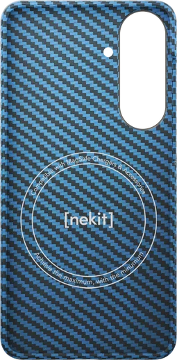 NEKIT Fiber Samsung Galaxy S26 Hoesje MagSafe / Qi2 Kevlar Back Cover Dun Blauw afbeelding 12