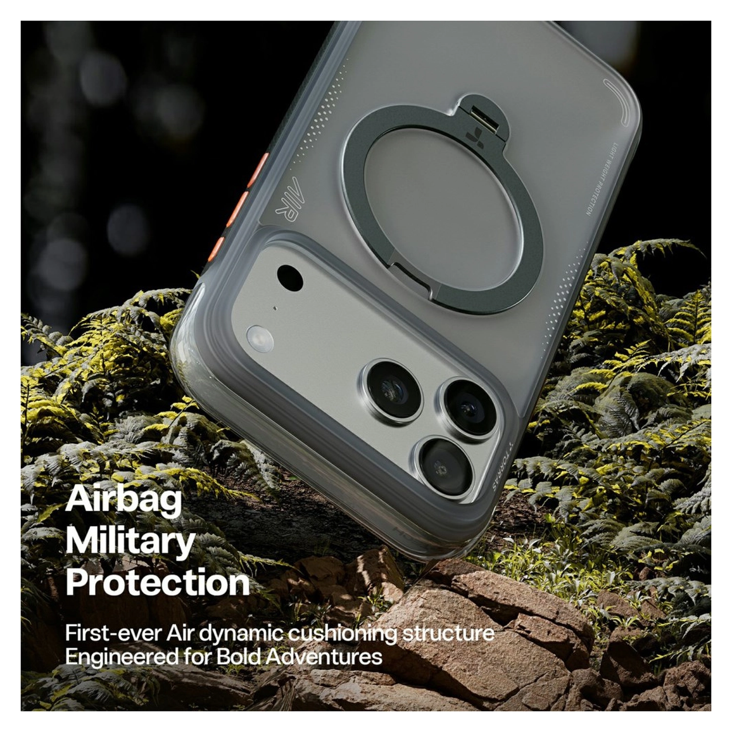 TORRAS Ostand Q3 Air Apple iPhone 17 Pro Hoesje MagSafe 360° Kickstand Zwart afbeelding 7