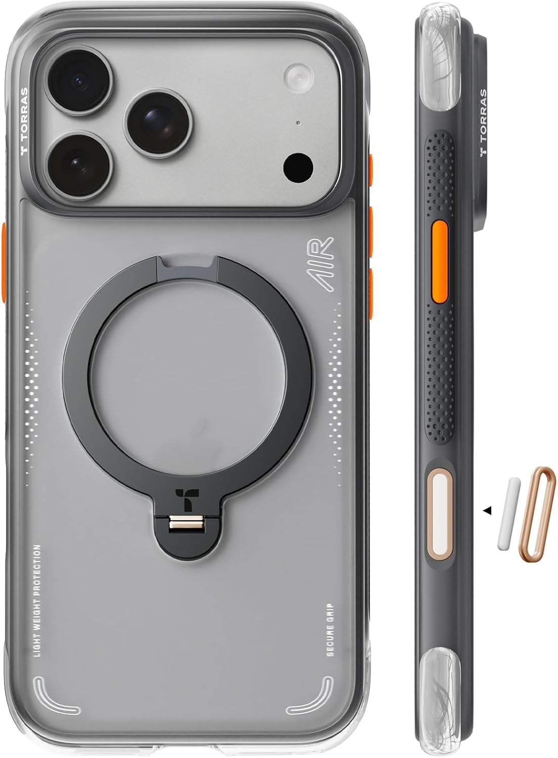 TORRAS Ostand Q3 Air Apple iPhone 17 Pro Hoesje MagSafe 360° Kickstand Zwart afbeelding 2