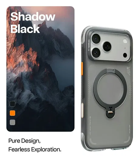 TORRAS Ostand Q3 Air iPhone 17 Pro Max Hoesje MagSafe 360° Kickstand Zwart afbeelding 3