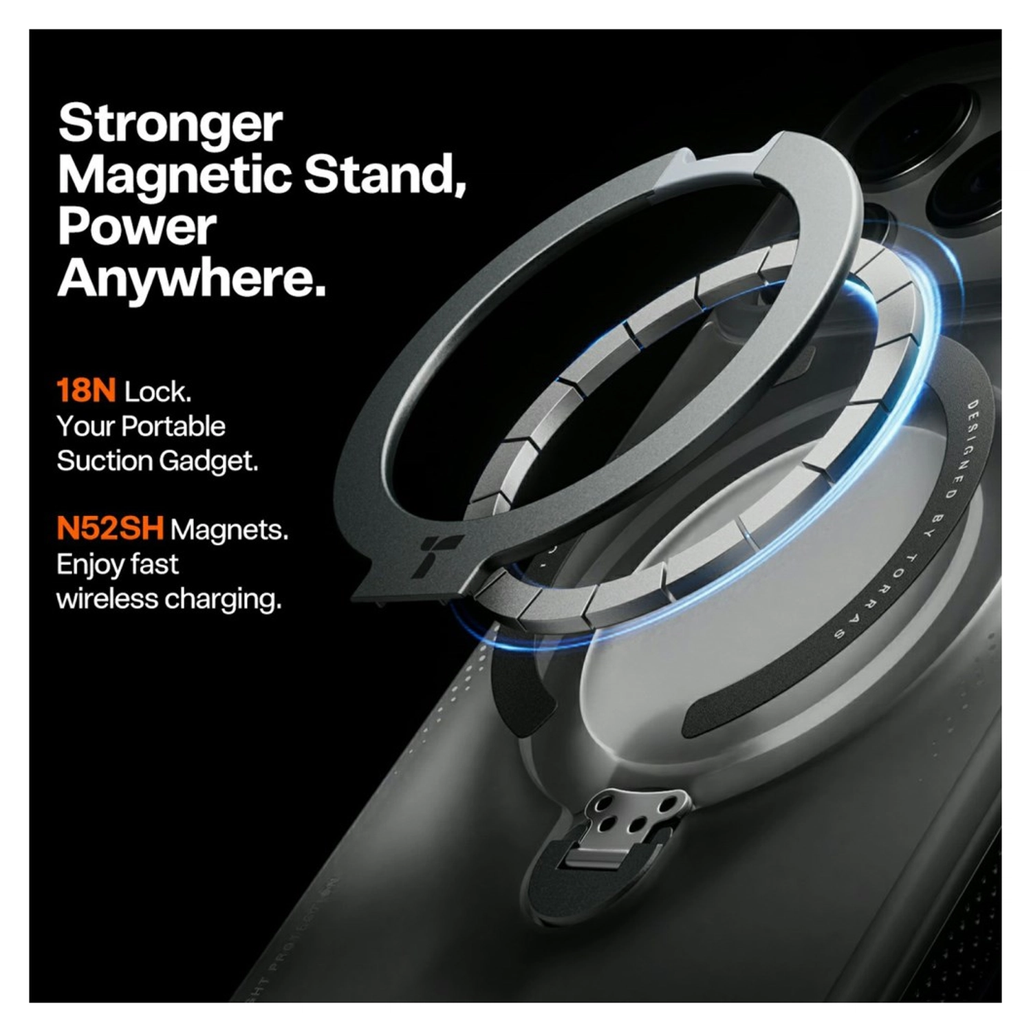 TORRAS Ostand Q3 Air iPhone 17 Pro Max Hoesje MagSafe 360° Kickstand Zwart afbeelding 4