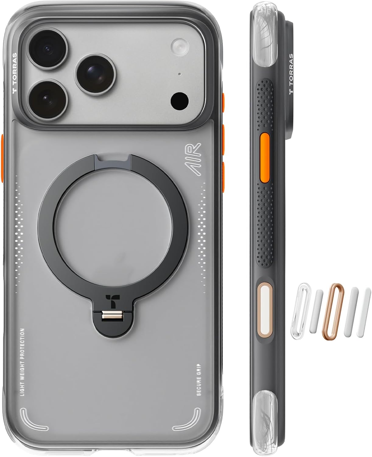 TORRAS Ostand Q3 Air iPhone 17 Pro Max Hoesje MagSafe 360° Kickstand Zwart afbeelding 2