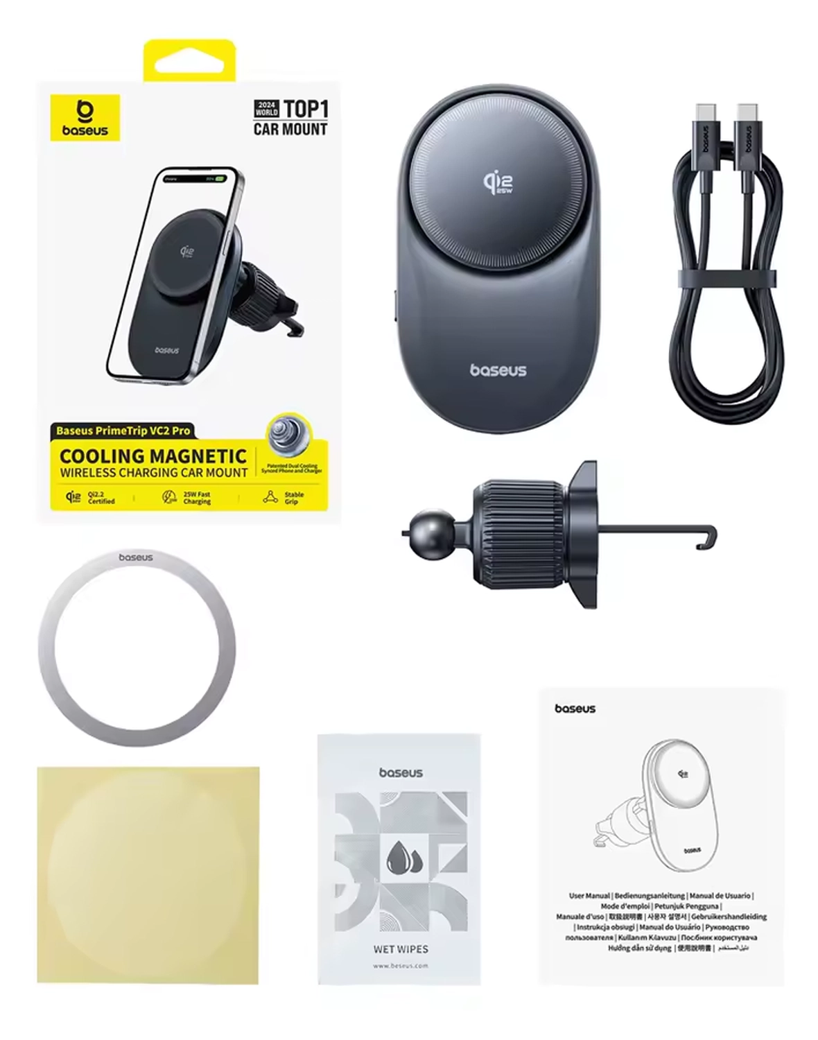 Baseus VC2 Pro Qi2.2 MagSafe Telefoonhouder Ventilatierooster Auto 25W Opladen afbeelding 7