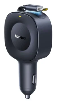 Baseus PrimeTrip VR2 Autolader 60W met Uitrekbare USB-C Kabel Zwart