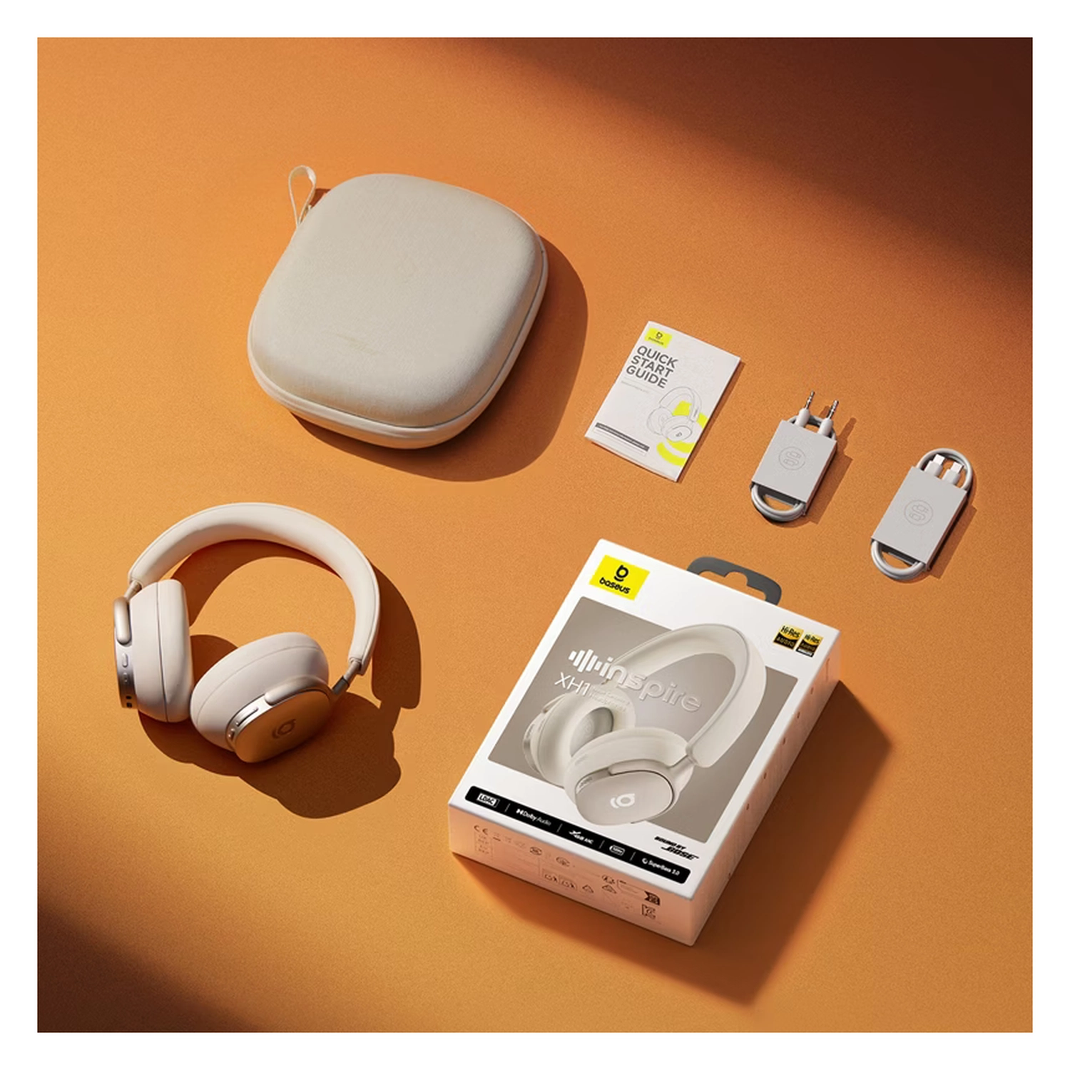 Baseus Inspire Noise Cancelling Draadloze Koptelefoon 100 Uur Batterij Wit afbeelding 13