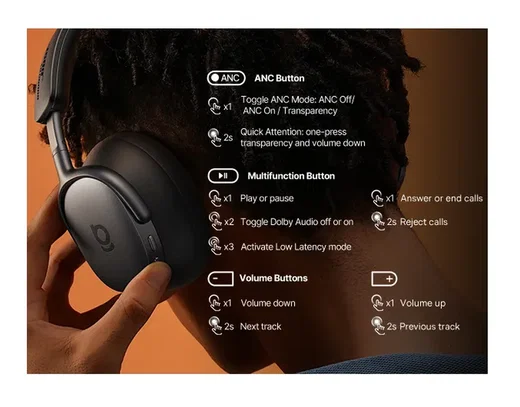 Baseus Inspire Noise Cancelling Draadloze Koptelefoon 100 Uur Batterij Wit afbeelding 7