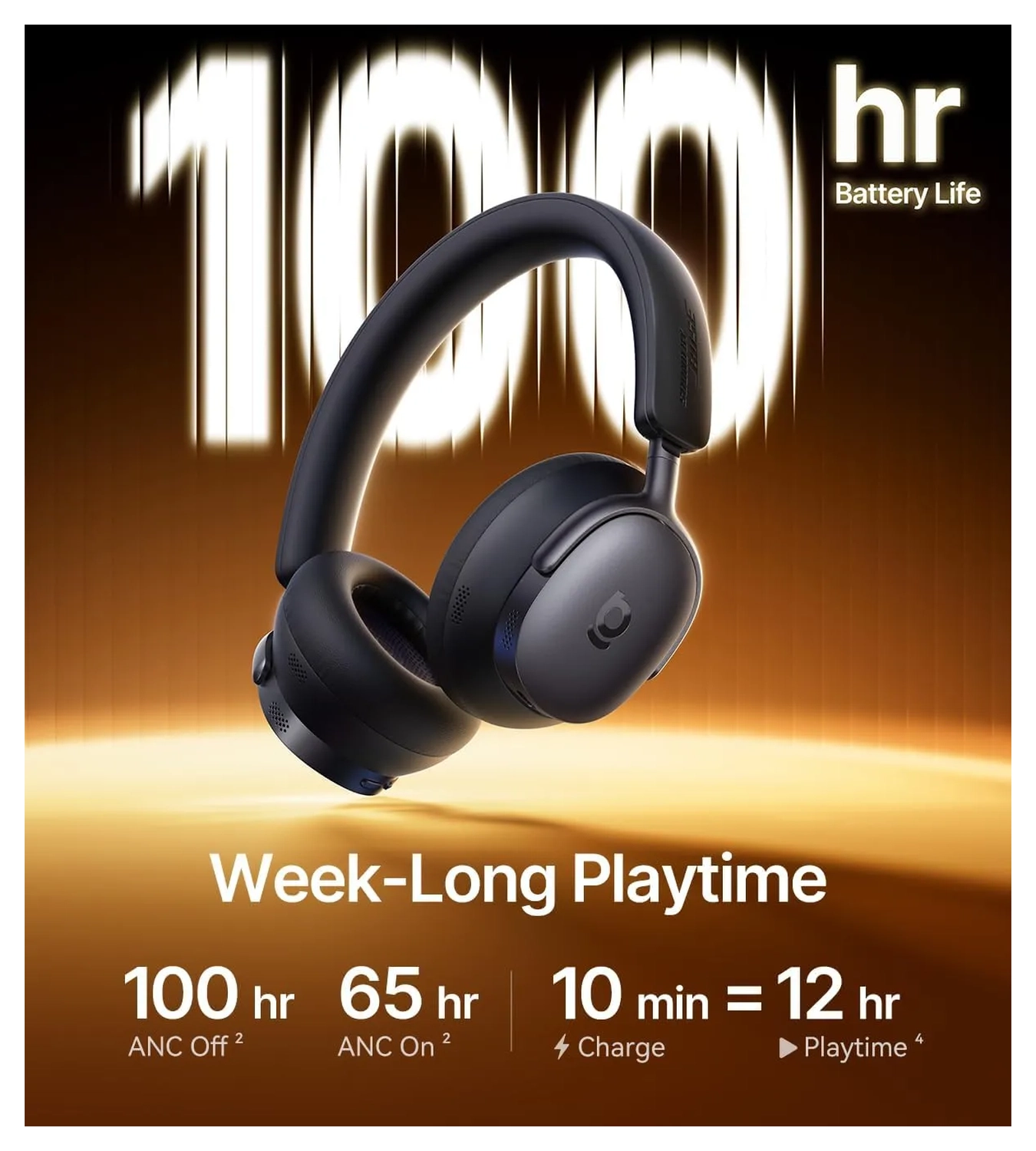 Baseus Inspire Noise Cancelling Draadloze Koptelefoon 100 Uur Batterij Zwart afbeelding 12