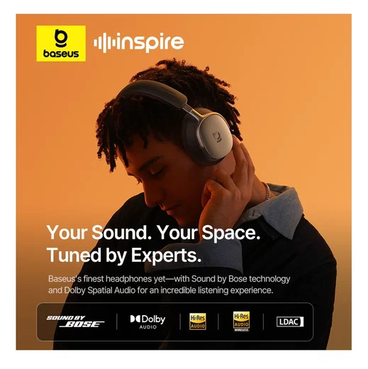 Baseus Inspire Noise Cancelling Draadloze Koptelefoon 100 Uur Batterij Zwart afbeelding 9
