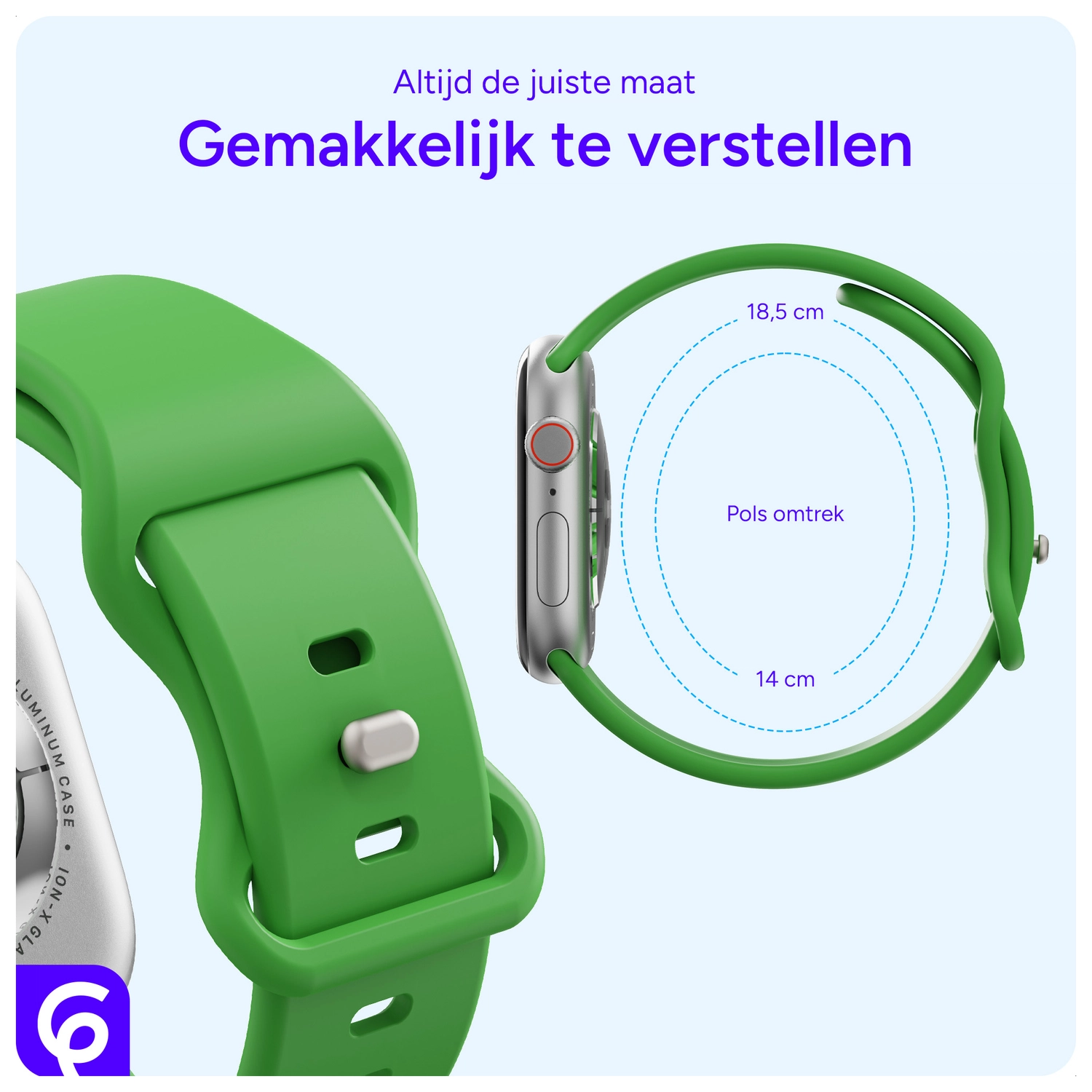 SBG Siliconen - Apple Watch Bandje - 1-11/SE - 38/40/41/42MM - Lichtgroen afbeelding 5