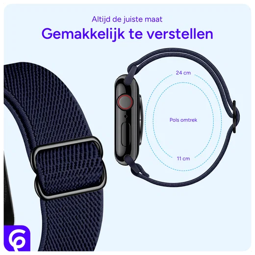 SBG Nylon - Apple Watch Bandje - 1-11/SE/Ultra - 49/46/45/44/42MM - Donkerblauw afbeelding 4