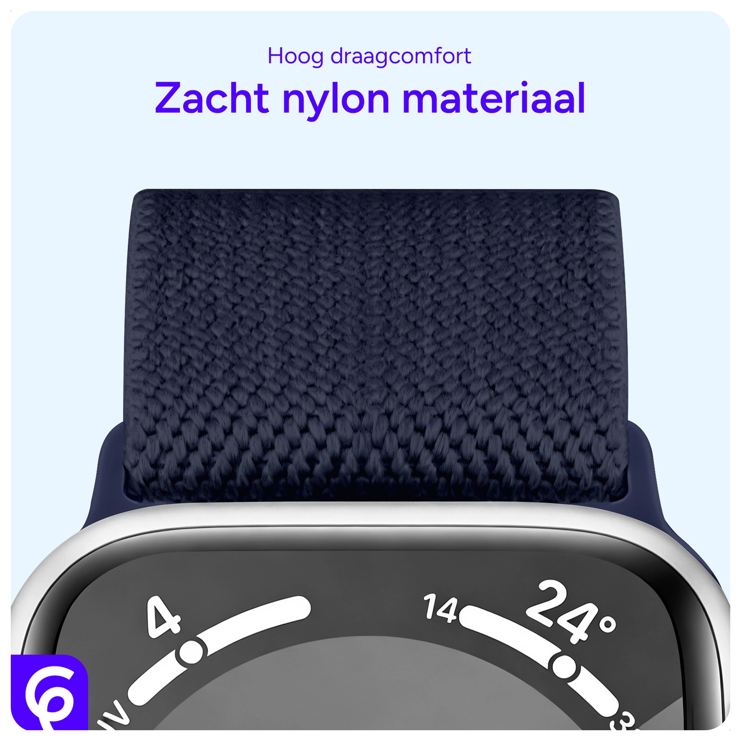 SBG Nylon - Apple Watch Bandje - 1-11/SE/Ultra - 49/46/45/44/42MM - Donkerblauw afbeelding 5