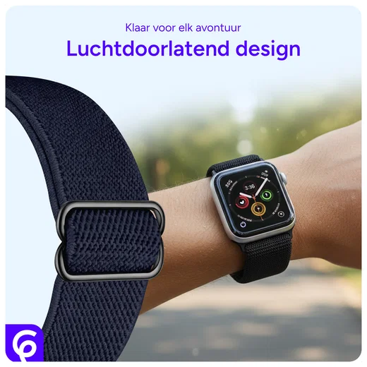 SBG Nylon - Apple Watch Bandje - 1-11/SE/Ultra - 49/46/45/44/42MM - Donkerblauw afbeelding 3