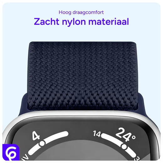 SBG Nylon - Apple Watch Bandje - 1-11/SE - 38/40/41/42MM - Donkerblauw afbeelding 5