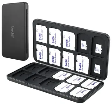 Buddi Sorted Geheugenkaart Organizer 20 SD Kaarten & 20 Micro SD Kaarten Zwart