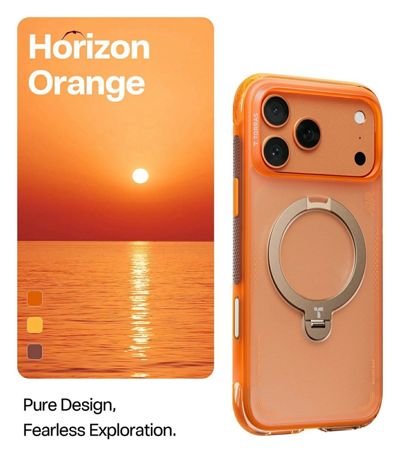 TORRAS Ostand Q3 Air Apple iPhone 17 Pro Hoesje MagSafe 360° Kickstand Oranje afbeelding 3