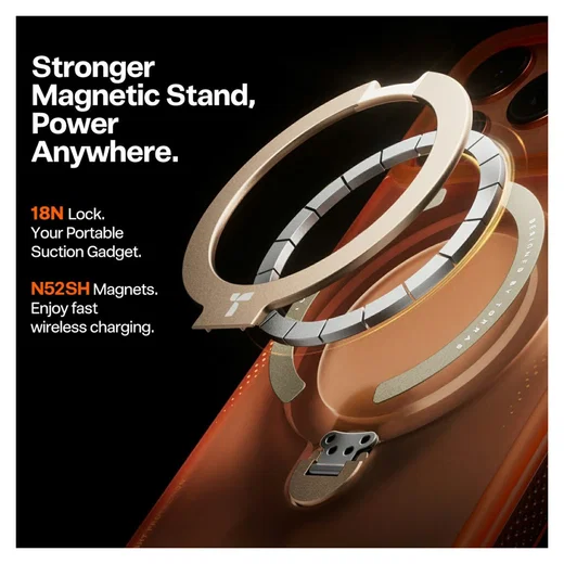 TORRAS Ostand Q3 Air Apple iPhone 17 Pro Hoesje MagSafe 360° Kickstand Oranje afbeelding 5