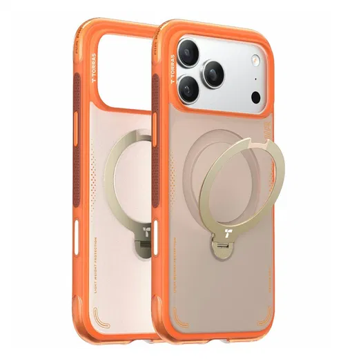TORRAS Ostand Q3 Air iPhone 17 Pro Max Hoesje MagSafe 360° Kickstand Oranje afbeelding 10