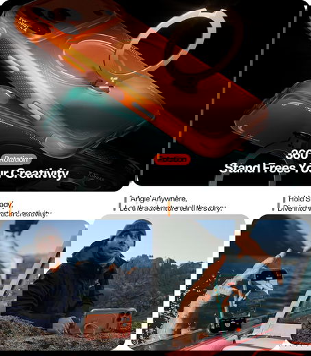 TORRAS Ostand Q3 Air iPhone 17 Pro Max Hoesje MagSafe 360° Kickstand Oranje afbeelding 6